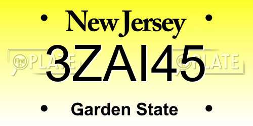 3ZAI45 New Jersey License Plate