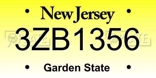 3ZB1356 New Jersey License Plate