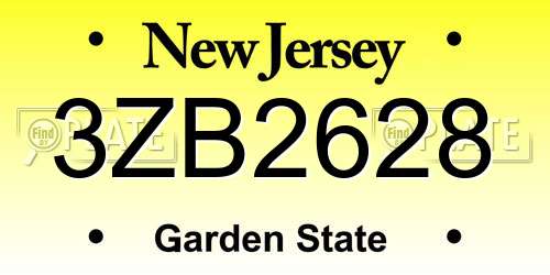 3ZB2628 New Jersey License Plate