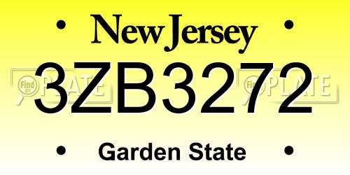 3ZB3272 New Jersey License Plate