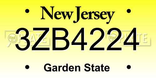3ZB4224 New Jersey License Plate