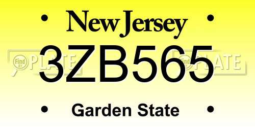3ZB565 New Jersey License Plate