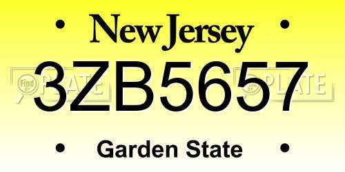 3ZB5657 New Jersey License Plate