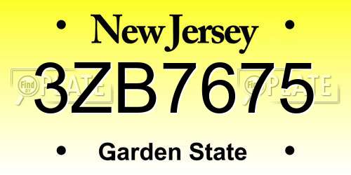 3ZB7675 New Jersey License Plate