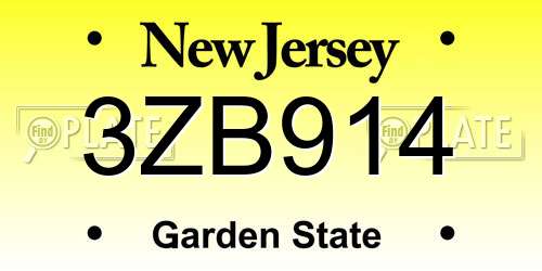 3ZB914 New Jersey License Plate