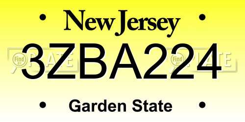 3ZBA224 New Jersey License Plate