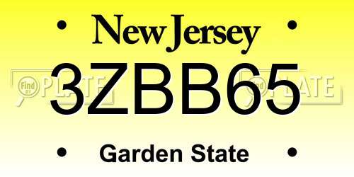 3ZBB65 New Jersey License Plate