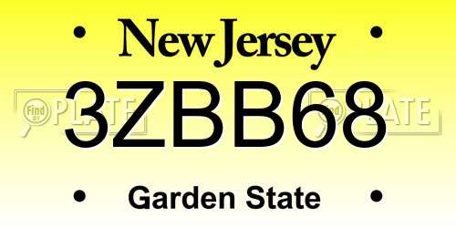 3ZBB68 New Jersey License Plate