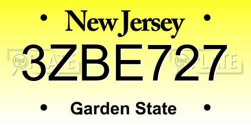 3ZBE727 New Jersey License Plate