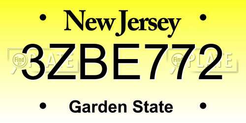 3ZBE772 New Jersey License Plate