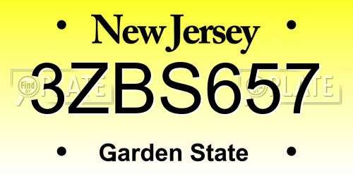 3ZBS657 New Jersey License Plate