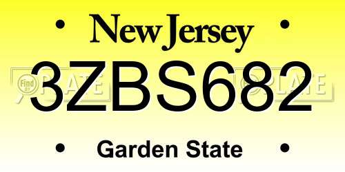 3ZBS682 New Jersey License Plate