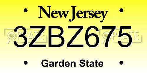 3ZBZ675 New Jersey License Plate