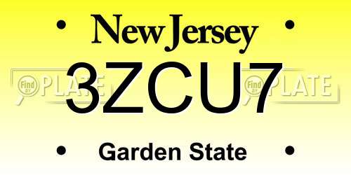 3ZCU7 New Jersey License Plate