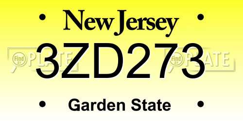 3ZD273 New Jersey License Plate