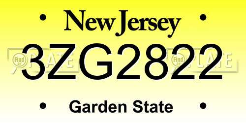 3ZG2822 New Jersey License Plate