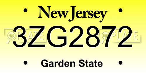 3ZG2872 New Jersey License Plate