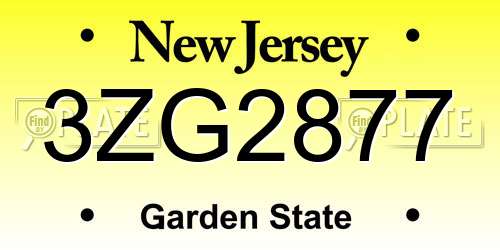 3ZG2877 New Jersey License Plate