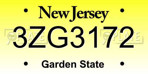 3ZG3172 New Jersey License Plate