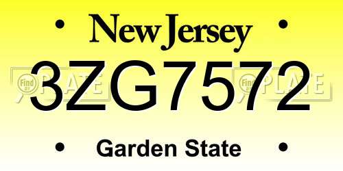 3ZG7572 New Jersey License Plate
