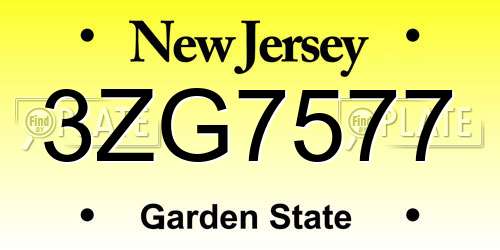 3ZG7577 New Jersey License Plate