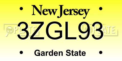 3ZGL93 New Jersey License Plate