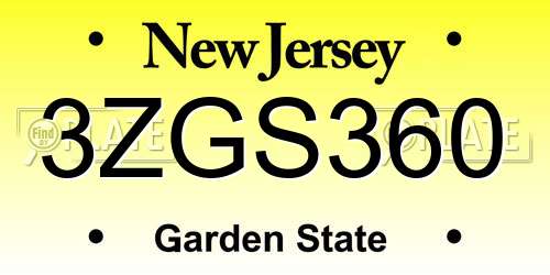 3ZGS360 New Jersey License Plate