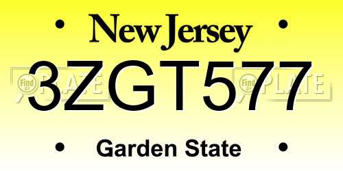 3ZGT577 New Jersey License Plate