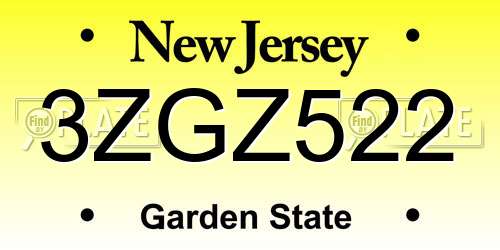 3ZGZ522 New Jersey License Plate