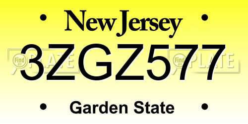 3ZGZ577 New Jersey License Plate