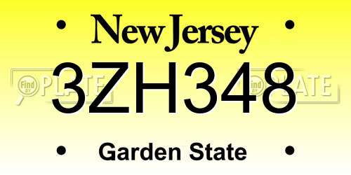 3ZH348 New Jersey License Plate