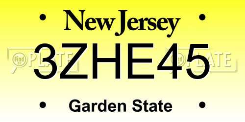 3ZHE45 New Jersey License Plate
