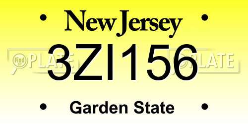 3ZI156 New Jersey License Plate