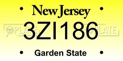 3ZI186 New Jersey License Plate
