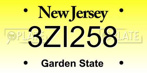 3ZI258 New Jersey License Plate