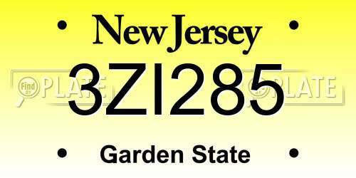 3ZI285 New Jersey License Plate