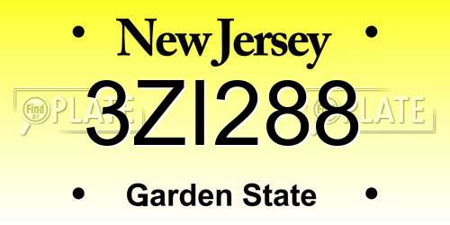 3ZI288 New Jersey License Plate
