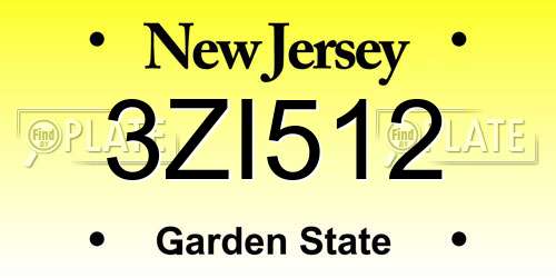 3ZI512 New Jersey License Plate