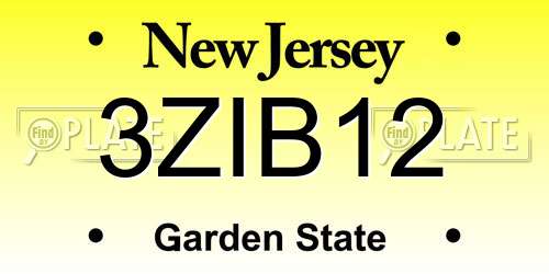 3ZIB12 New Jersey License Plate