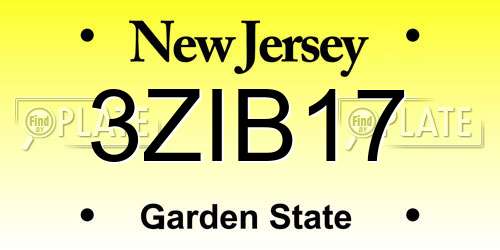 3ZIB17 New Jersey License Plate