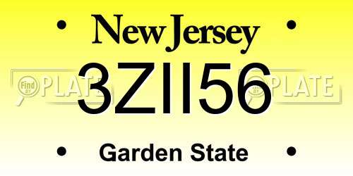 3ZII56 New Jersey License Plate