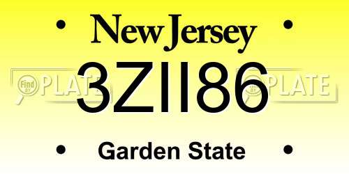 3ZII86 New Jersey License Plate