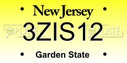 3ZIS12 New Jersey License Plate