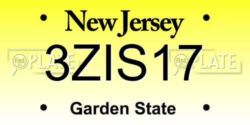 3ZIS17 New Jersey License Plate