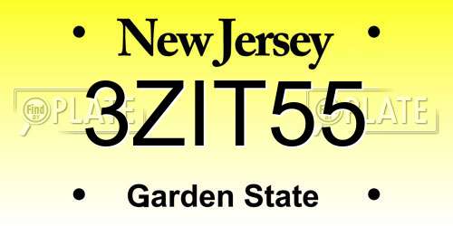 3ZIT55 New Jersey License Plate