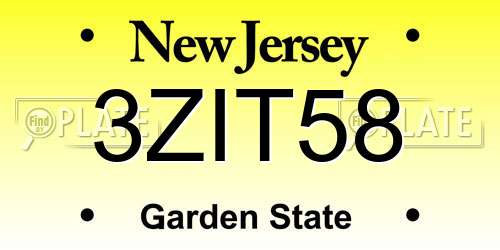3ZIT58 New Jersey License Plate