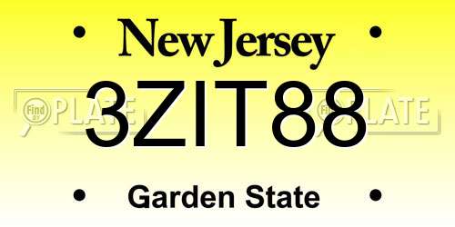 3ZIT88 New Jersey License Plate