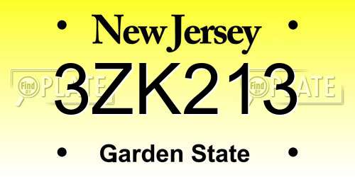 3ZK213 New Jersey License Plate