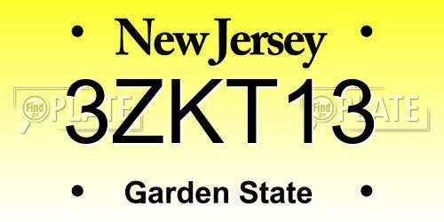 3ZKT13 New Jersey License Plate