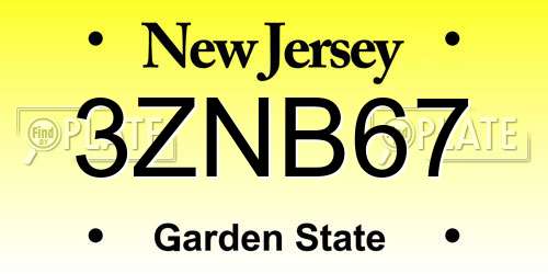 3ZNB67 New Jersey License Plate